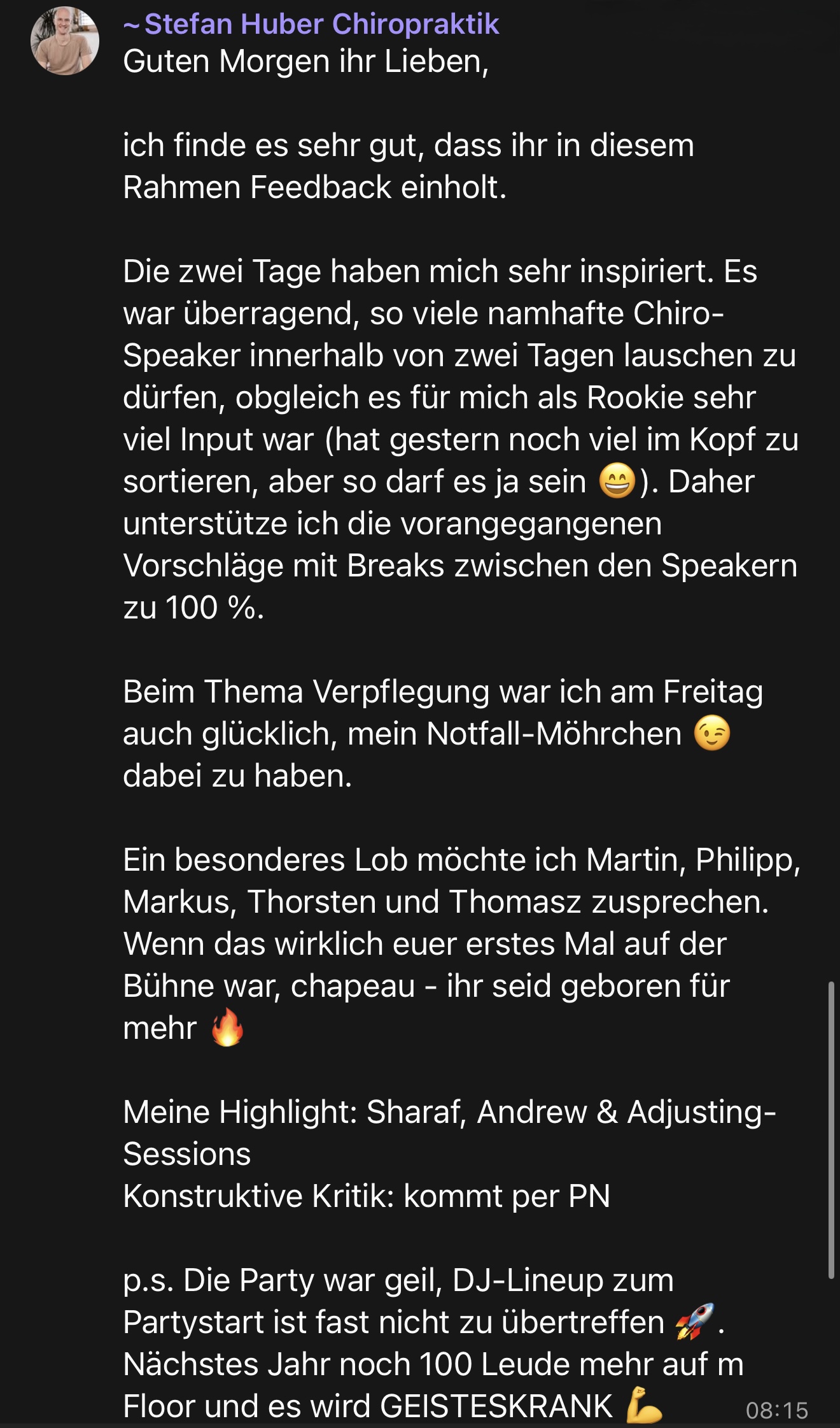 Feedback von Stefan Huber nach der Chiropractic Experience 2026